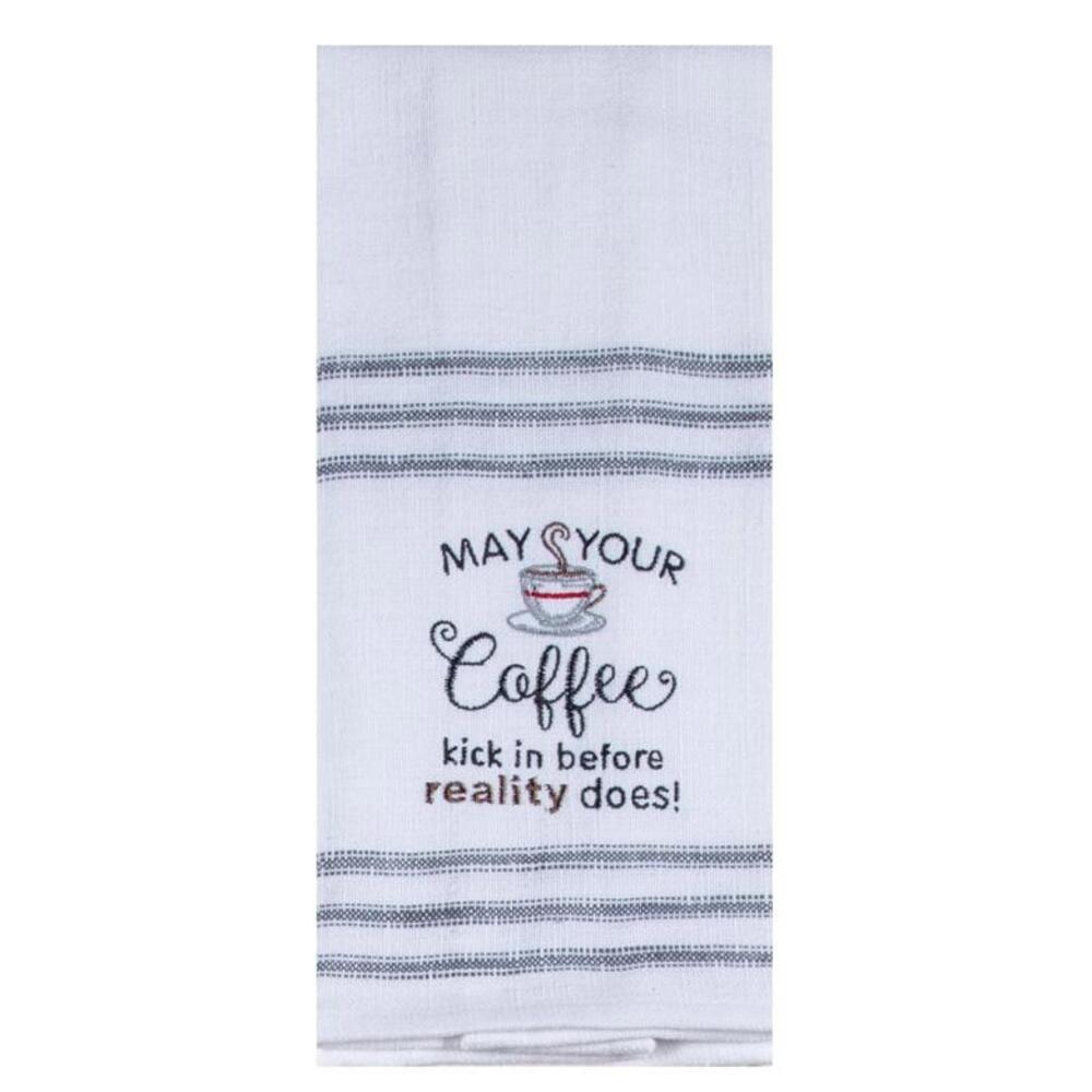 Embroidered Kitchen Tea Towel Funny Gift Coffee Lovers